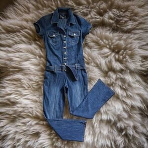 90's YADA YADA JEANSWEAR Vintage Distressed Denim Jumpsuit Size Med